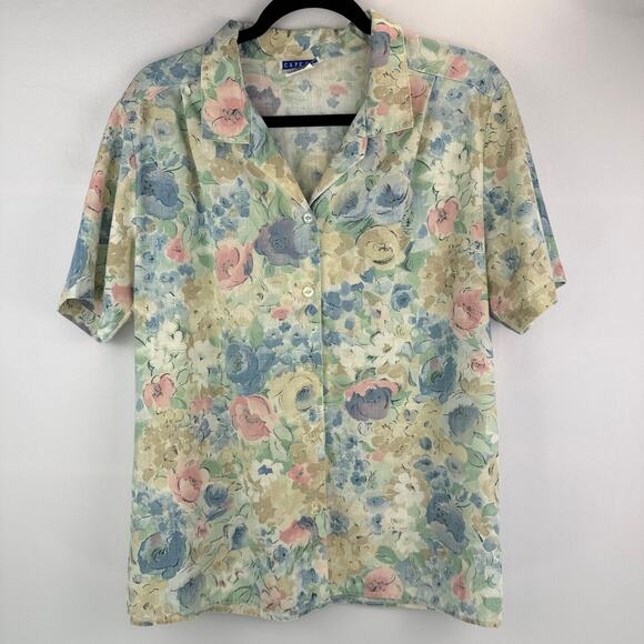 Vintage Cape Cod Sportswear Floral Button Up Shirt Size 14 - Picture 1 of 6